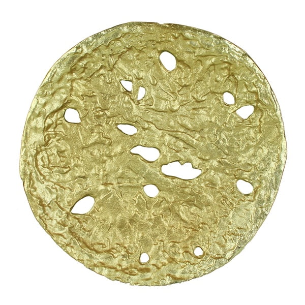 Plateau Décoratif en Aluminium de Forme Ronde avec Bords Rugueux, Pack de Deux, Or