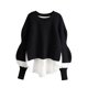 thumbnail image 1 of Gibobby SuéTer De Invierno Para Mujer Camisa de mujer suéter de suéter de manga de moda de imitación de dos piezas prendas de punto elegantes y versátiles(Blanco,Talla única), 1 of 3