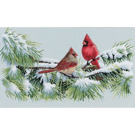 UPC: 0088677351786 | Winter Cardinals Counted Cross Stitch Kit: 15×9