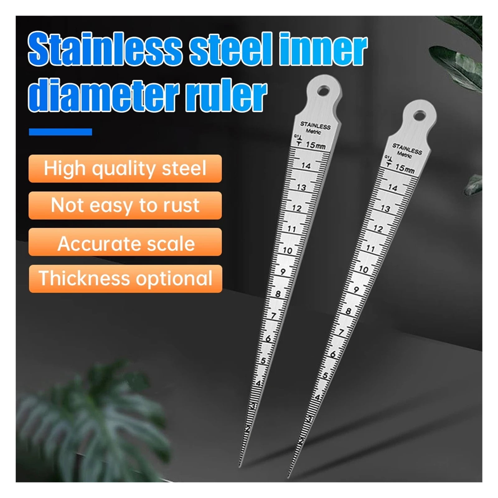 1PC Taper Gauge Feeler 1-15mm Stainless Steel Gap Hole Measuring Tool Double Side Wedge Aperture Scale ,Corrosion-Resistant