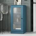 thumbnail image 3 of Palace Imports 100% Solid Wood 3-shelf Bookcase with Adjustable Shelves and Frosted Glass Door, Teal Blue, 3 of 5