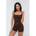 thumbnail image 5 of PISONIC Women 2 Piece Workout Sets Crossover High Waisted Biker Shorts with Pockets Built in Bra Racerback Tank Tops, 5 of 8