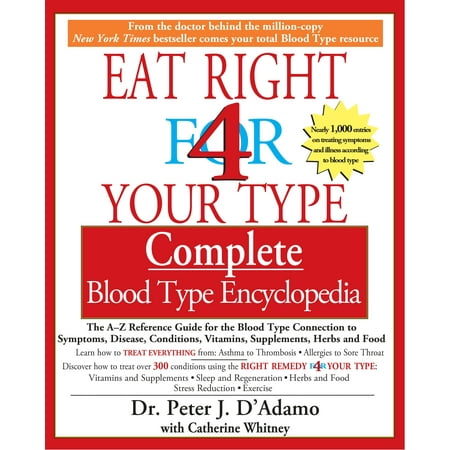 Eat Right 4 Your Type Complete Blood Type Encyclopedia : The A-Z Reference Guide for the Blood Type Connection to Sympoms, Disease, Conditions, Vitamins, Supplements, Herbs and (Best Foods To Eat To Lower Blood Pressure)