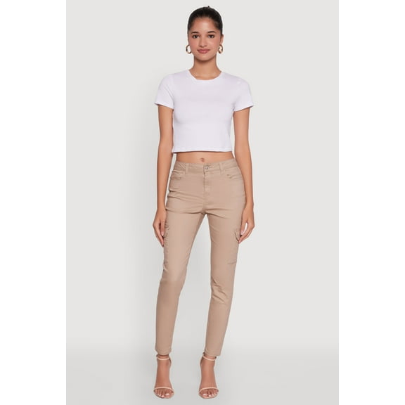 Womens WAX Solid Twill Skinny Cargo Pants