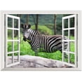 thumbnail image 2 of Removable Wall Sticker/Wall Mural - Forest View with a Zebra Walking by | Creative Window View Wall Decor - 24"x32", 2 of 6