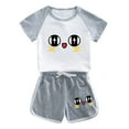 thumbnail image 1 of Odeerbi 1-12 Años Niños Niñas Conjuntos de Verano Estampado Algodón Manga Corta Raglan Camisas Pantalones Cortos Conjunto de Dos Piezas, 1 of 3
