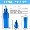 thumbnail image 2 of Tuercas De Espiga M12X1.5 Para Llantas Tuercas De Afinador Extendidas De Aluminio 20 Piezas 60 Mm (Azul), 2 of 5