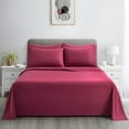thumbnail image 2 of Hong and Arts Inc. Marina Decoration Ultra Soft Silky Deep Pocket Solid Rayon from Bamboo All Season Bedding Pleated Sheet Set Burgundy - Twin XL, 2 of 5
