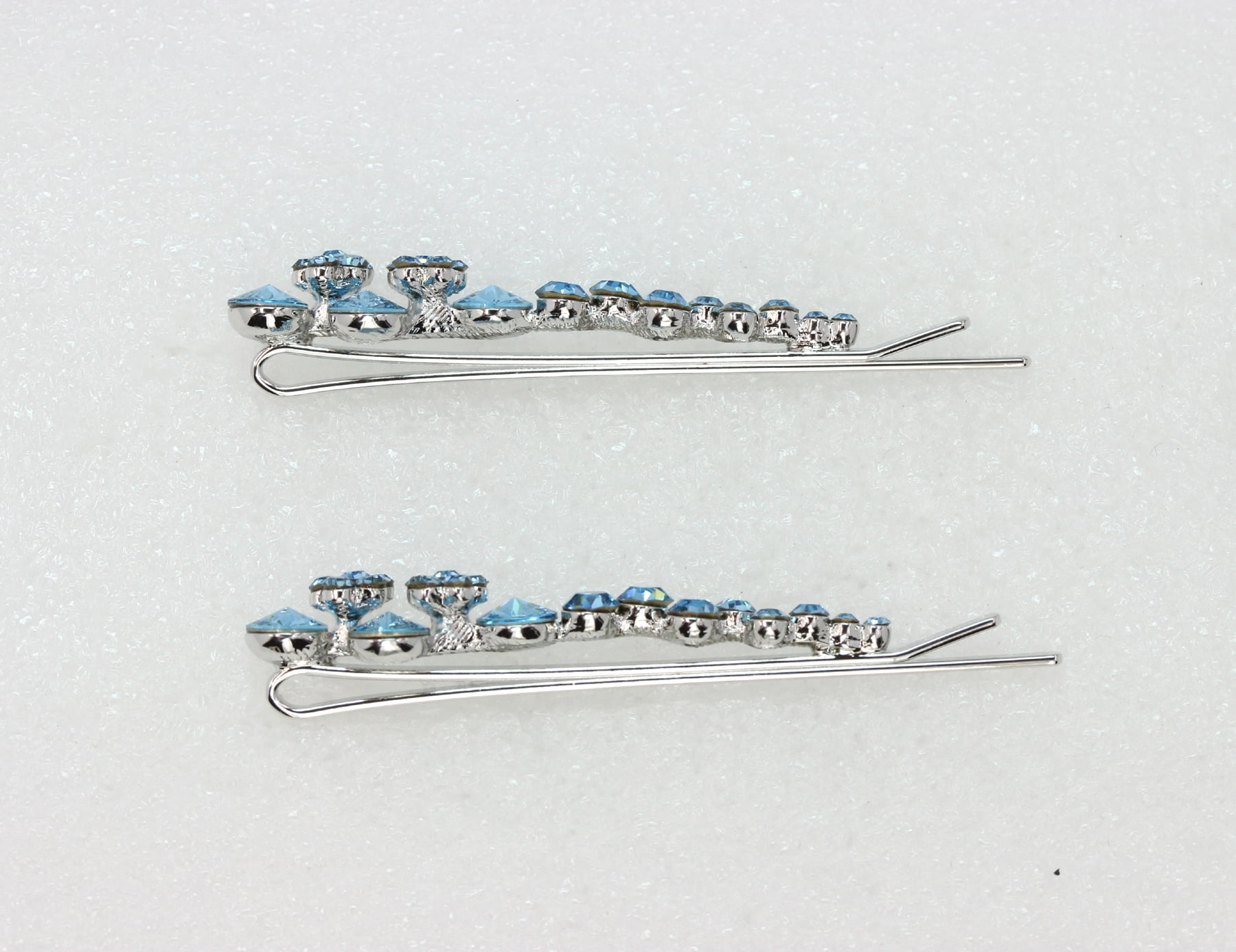 Faship  A Pair Of Aqua Premium Rhinestone Crystal Floral Hair Clips Pins 2 Pcs