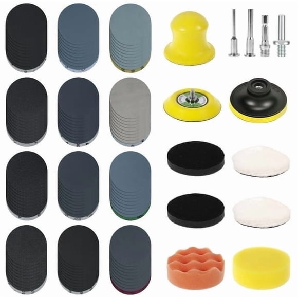 Juego de 133 Pzas de Papel de Lijado Pulido, Elástico, Resistente a Desgarros, para Restauración de Faros Húmedos y Secos, Almohadilla de Pulido para Auto, Madera, Metal