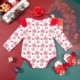 thumbnail image 4 of YOUSNH Robe de Noël Bébé Flocon de Neige Manches Courtes Manches Volantes Garçons et Filles Bébé Manches Longues Imprimé Triangle Combinaison d'Escalade Filles Bodysuits Rouge 9-12 Mois, 4 of 7