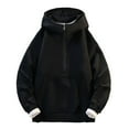 thumbnail image 2 of XL-5X Plus Size Hoodies for Men with Pocket and Half Zipper Fleece Lined Sweatshirts Mens Casual Solid Color Pullover Athletic Workout Hoodie Tops, 2 of 3