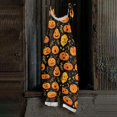 thumbnail image 2 of IYYVV Halloween Jumpsuits for Women Sleeveless Pumpkin Print Rompers Pants Adjustable Strap Baggy Overalls 2026 Yellow L, 2 of 7