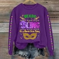 thumbnail image 2 of Sweatshirts Hoodies for Women Long Sleeve Crew Neck Winter Fall BEADS & BLING It's A Mardi Gras Thing Letter Print Top Casual Tops, 2 of 4