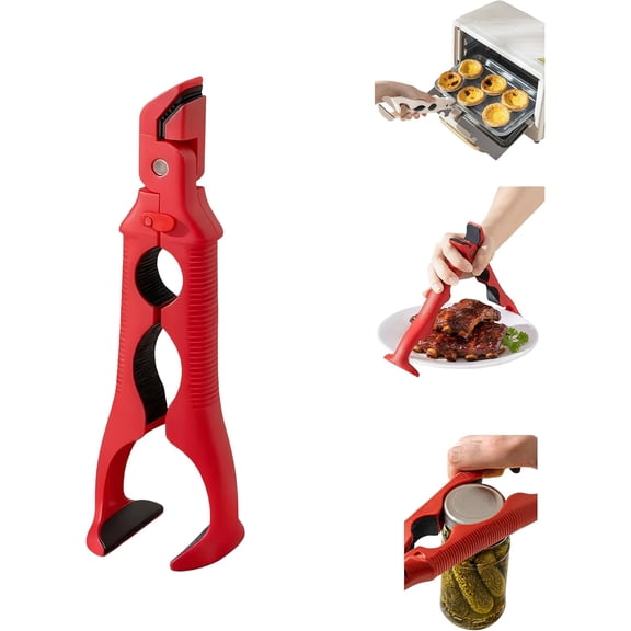 Yippzo 3 in 1 Hot Plate Gripper Tongs, Multi-Angle Anti-Scald Bowl Clip & Hot Dish Grabber, Heat-Resistant Oven Gripper Clips