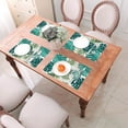 thumbnail image 6 of YFYANG Washable Heat-Resistant Placemats, 70% PVC/30% Polyester, Green Tropical Plant Watercolor Kitchen Table Mat, 12" x 18" 6 Piece, 6 of 6