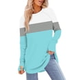 thumbnail image 2 of jobturf Womens Tunic Tops Casual Loose Curved Hem Long Sleeve Shirts Soft Comfy Basic Tees Fall Spring Fashion Crew Neck Blouses with Thumb Hole, 2 of 5