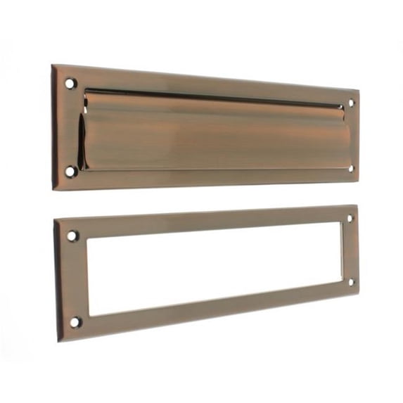 Idh by St. Simons 22120-08A Solid Brass Magazine Mail Plate & Open Back Plate, Antique Copper