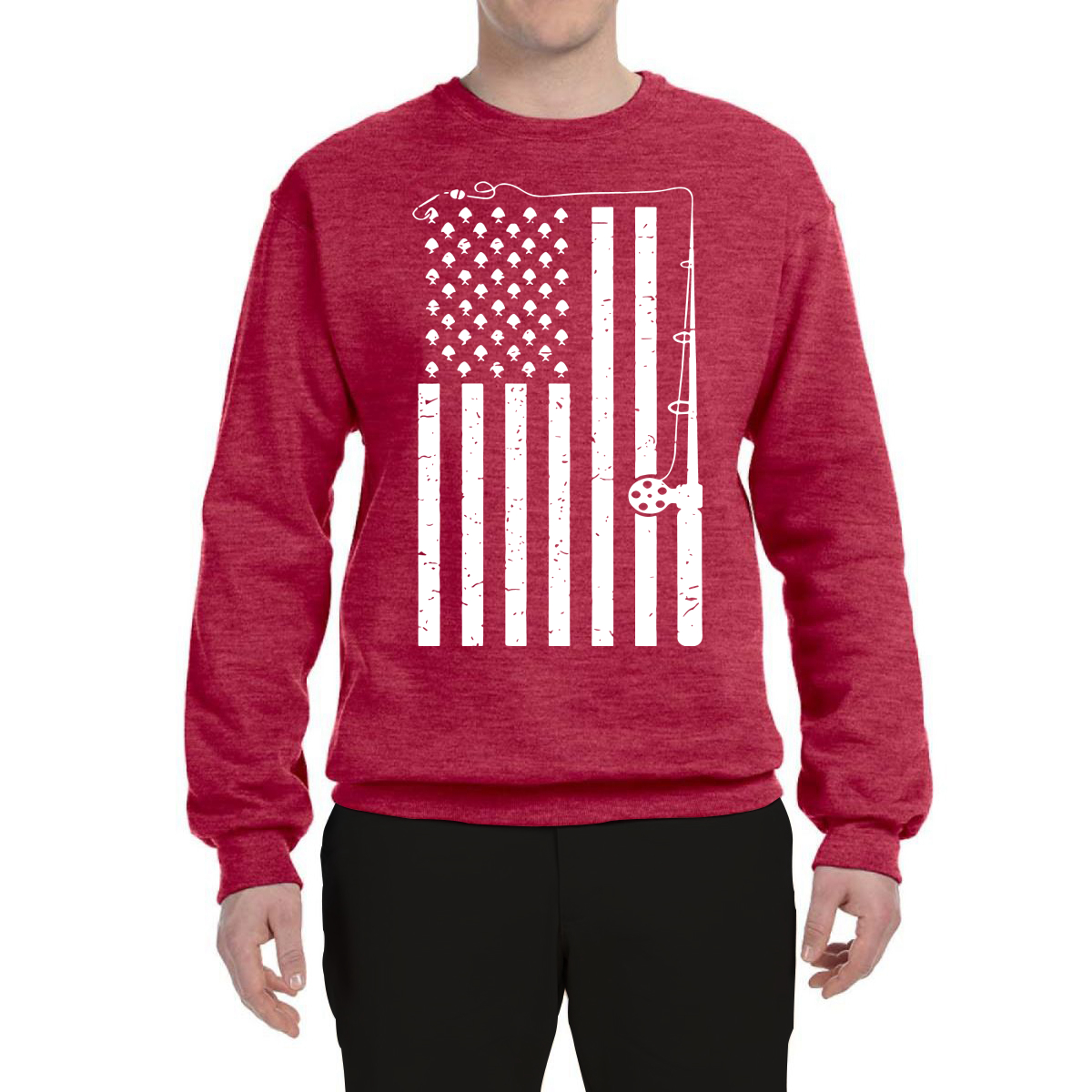 Wild Bobby, American Flag Fishing Rod ,Graphic Hoodie, Royal, Medium 