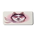 thumbnail image 1 of Cartoon Computer Mouse Pad, Hipster Husky Dog with Hearts Sunglasses and Scarf Fashion Animal Art Print, Rectangle Non-Slip Rubber Mousepad X-Large, 35" x 15", Pink Cream Black, by Ambesonne, 1 of 2