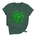 thumbnail image 6 of Dark Green Sparkle T Shirt St Patricks Day Glitter Clover Graphic Tees Short Sleeve Black Tops Elegant Irish Blouse, 6 of 6