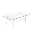 thumbnail image 7 of Gzxs 38.58 Inch Rectangle Glass Coffee Table, 2-Tier Modern Tea Table Cocktail Table with White Metal Legs for Living Room, Home Office, 7 of 7