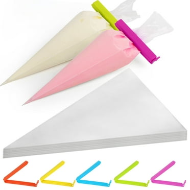 LotFancy Piping Bags, 150 Pcs 12" Disposable Pastry Bags & 5 Clips, Thick Icing Bags, Non-Slip