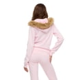 thumbnail image 4 of Forever 21 Women's Fitted Fleece Zip Up Hoodie with Fur Hood and Tonal Patch Detail, Soft Casual Sweatshirt Jacket, Pink, XXS-XXL, 4 of 6