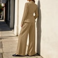 thumbnail image 4 of Ohufall Womens Set Turndown Collar Button Long Sleeve Coat with Solid Straight Leg Pant Two Pieces Sets, 4 of 7