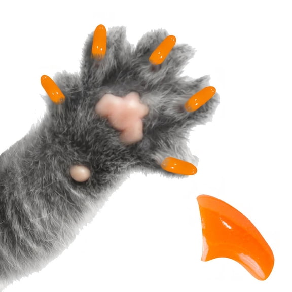 Pretty Claws Tangerine Orange Nail Caps for Cats - Medium Size - 60 Pack ~ Stylish