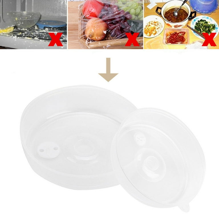 Clearance！EQWLJWE Microwave Splatter Cover for Food,Clear Like Glass Microwave  Splash Guard Cooker lid,Dish bowl Plate Serving Cover with Steam  Vent,BPA-Free,Soft Plastic,2 Pack,6.7 and 9 Inches 