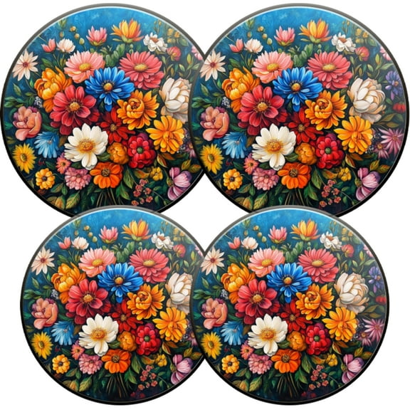 Electric Stove Burner Covers,4 Pcs Round Gas Burner Cover,8 and 10 Inch,Bouquet of Diverse Flowers
