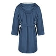thumbnail image 3 of acuever Navy Women Robes Women's Fleece Plush Robe Long Warm Plush Bathrobe Loungewear Printed Comfort Robe, 3 of 4