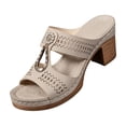 thumbnail image 2 of Domuza Block Heel Sandals for Women 2026 Summer Open Toe Chunky Platform Wedges Non-Slip Casual Hollow Out Lightweight Shoes Khaki 5.5（EU-36）, 2 of 4