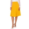 thumbnail image 1 of Falda midi acampanada de mujer INSPIRE CHIC, sólida, vintage, con cintura alta elástica y decoración de botones, color amarillo, 1 of 5