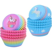 200 Pcs Unicorn Cupcake Liners for Unicorn Party Cup Cake Baking Cups Unicorn Cupcake Case Rainbow Cup Cake Liners for Decorations Girl Kids Birthday Supplies (Gradient Color and Blue)