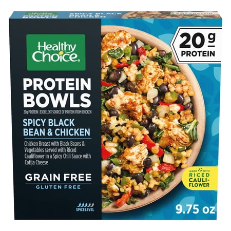 Healthy Choice Protein Bowls Spicy Black Bean & Chicken, 20g Protein, High Protein & Fiber Frozen Meal, 9.75 oz. Bowl
