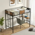thumbnail image 1 of Costway Lit Mezzanine Format Simple avec Bureau et Étagère Garde-Corps de Sécurité et Échelle Gain de Place, 1 of 9