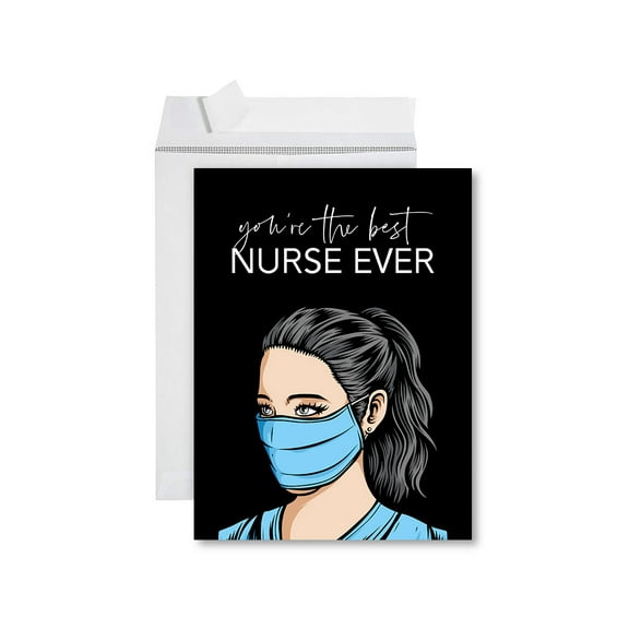 Koyal Wholesale Funny National Caregivers Day Jumbo Card, Best Nurse Ever Blank Greeting Card with Envelope, 1-Pack