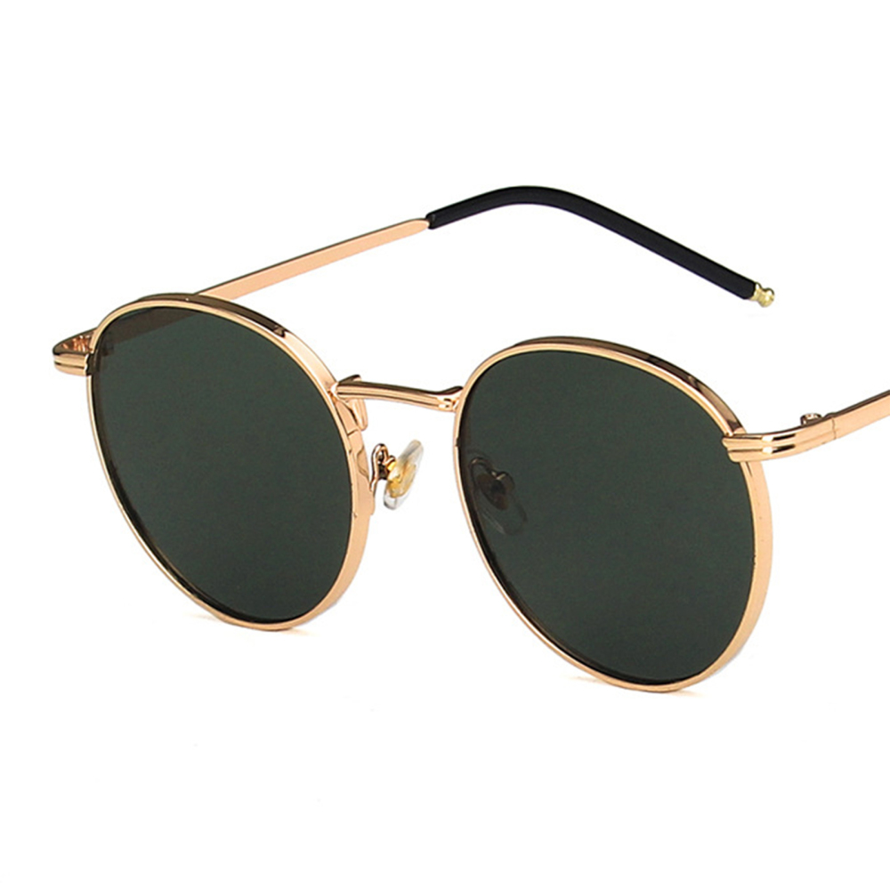 Womens Sunglasses Oval Metal Rim Retro Fashion UV400 Sunglasses for Men  Gold Dark Green - image 1 of 5