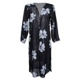 thumbnail image 2 of Cárdigan de kimono floral largo negro Traje de baño informal SM SunniMix mujeres del kimono de la gasa, 2 of 8