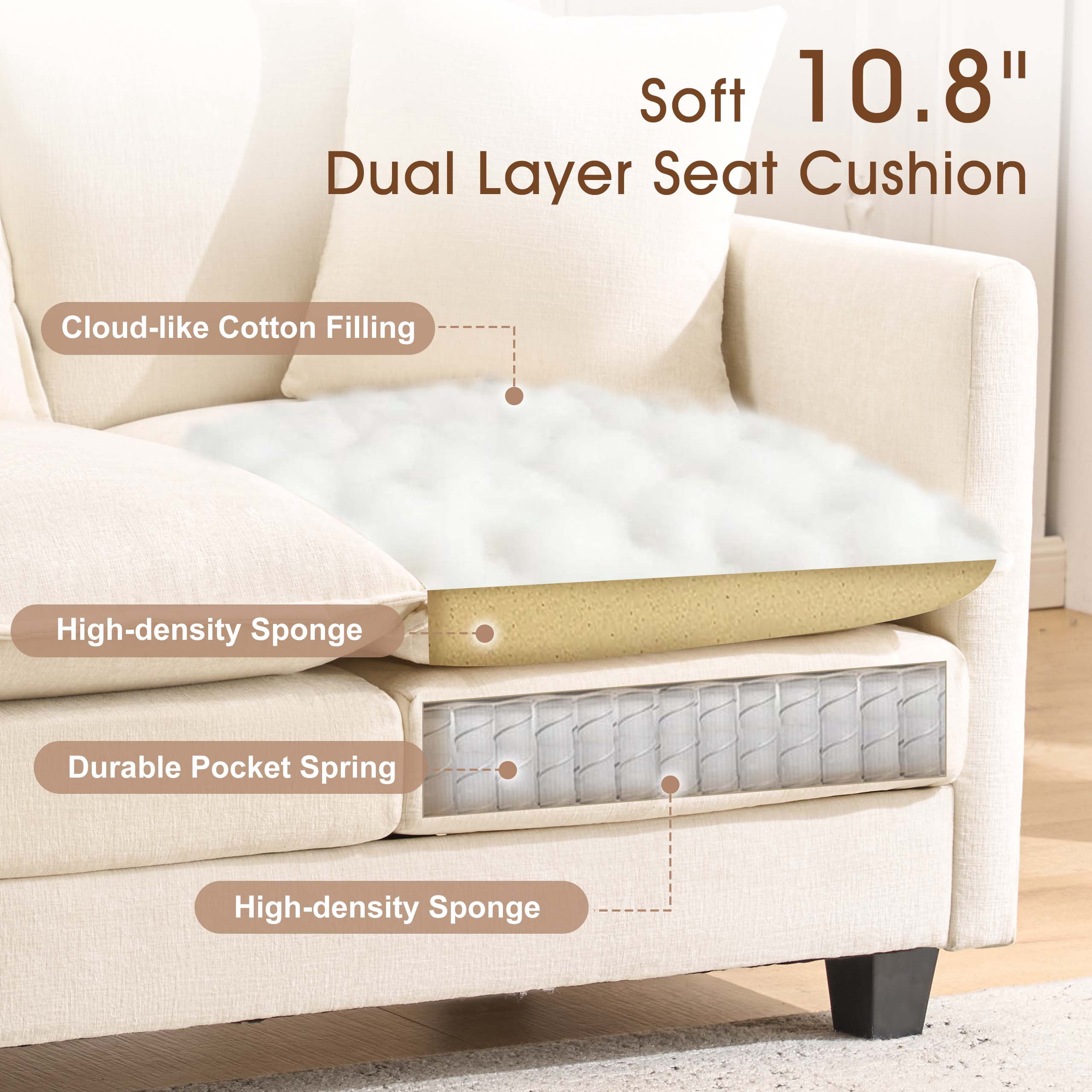 Dioepic Cloud-Comfort Deep Seat Chenille 2-Seat Small Spaces Loveseat Sofa 50” with 2 Pillows, Beige