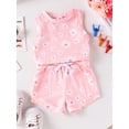 thumbnail image 3 of Bagilaanoe 2pcs Newborn Baby Girl Shorts Set Sleeveless Daisy Print Tank Tops + Shorts 3M 6M 9M 12M 18M 24M Infant Casual Summer Clothes, 3 of 7