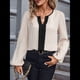 thumbnail image 4 of Blusas Elegantes e Informales para Mujer, con Cuello en V y Bloques de Color, para el Trabajo, de Larga, Ropa de Moda para Otoño Albaricoque S, 4 of 9