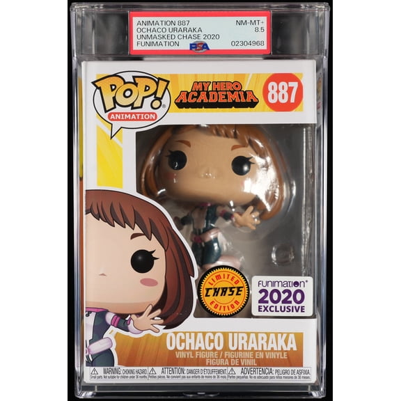 My Hero Academia, PSA Graded 8.5 NM-MT , Ochaco Uraraka Collectible Vinyl Figure #887, Fully Encapsulated Bundle with Compatible Funko Pop! PSA Hard Protector Case