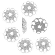 Silver Plated Openwork Daisy Bead Caps - 6mm (50)