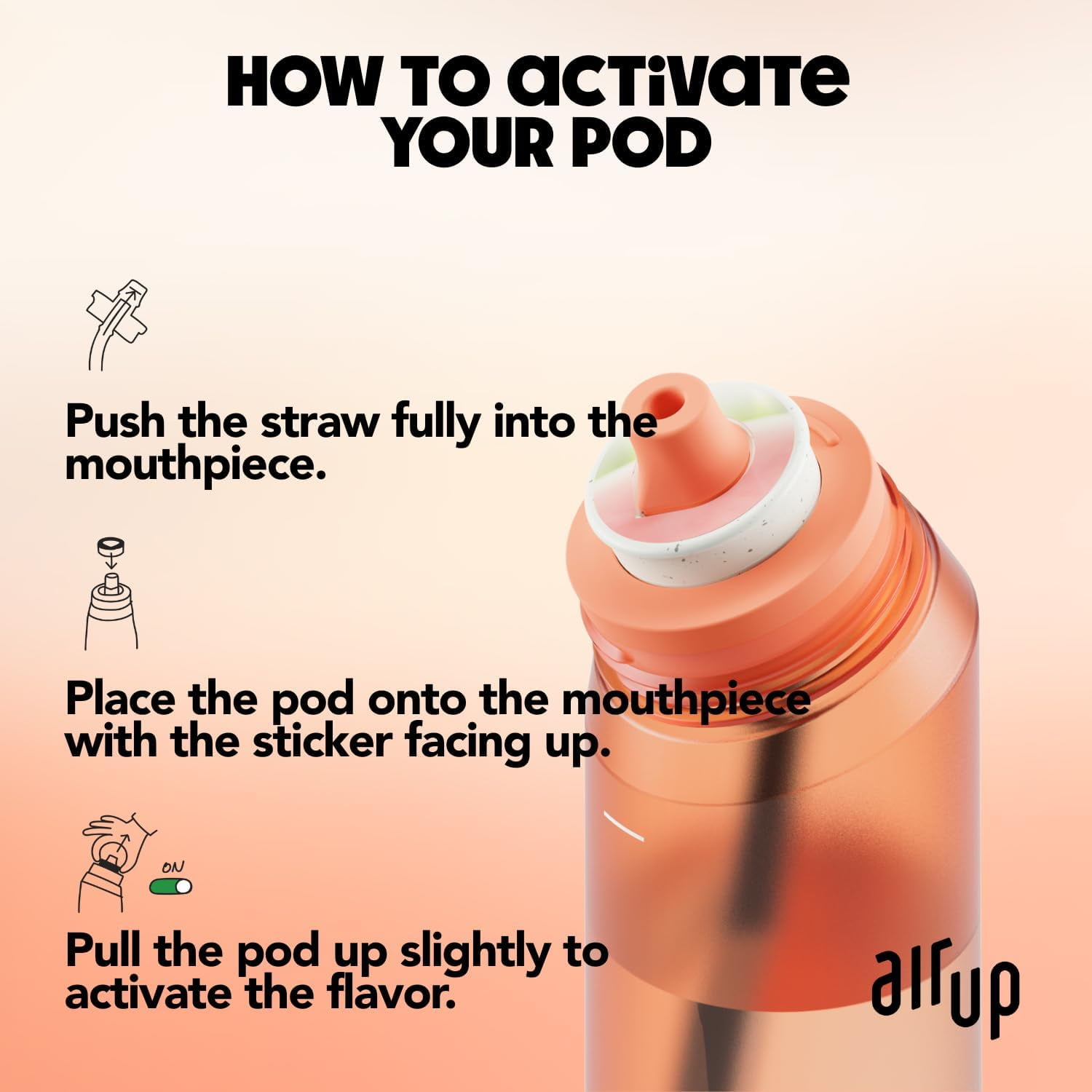 air up water bottle (22 oz) for school, sports, gym | includes 5 scent pods & straw | flavored bottle in orange – also for kids, boys, girls | no calories, sugar-free and suitable for carbonation