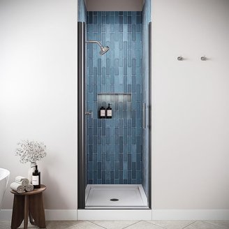 Livenza 60" X 76" Semi-Frameless Sliding Shower Door – 5/16" Clear Tempered Glass With CrystalTech Hydrophobic Coating, Matte Black Hardware, Reversible Installation