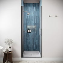 Alento 30" x 76" Semi-Frameless Pivot Shower Door with CrystalTech Treated 1/4" Tempered, Clear Glass, Matte Black Hardware, SKU: DSD-3460-235-BL