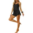 thumbnail image 4 of INSPIRE CHIC Women's Satin Lingerie Cami Tops and Shorts Sleepwear Pajamas Sets M Black Pink, 4 of 6